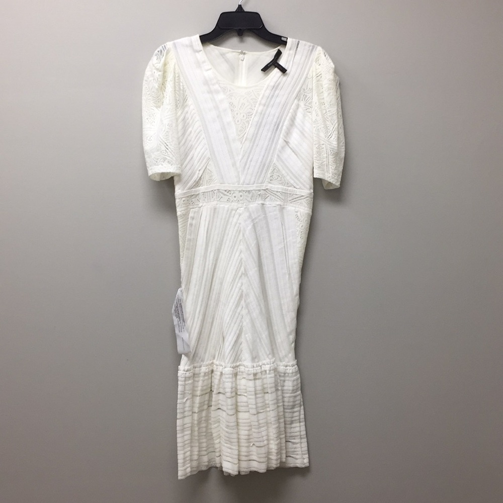 BCBGMaxAzria Ivory Stretch Lace Mesh Dress FLAW